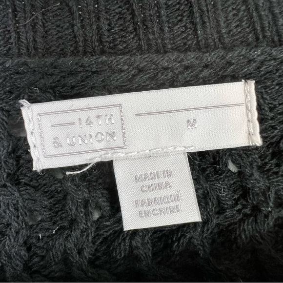 14th & Union black crochet crewneck sweater womens size medium - Picture 8 of 10